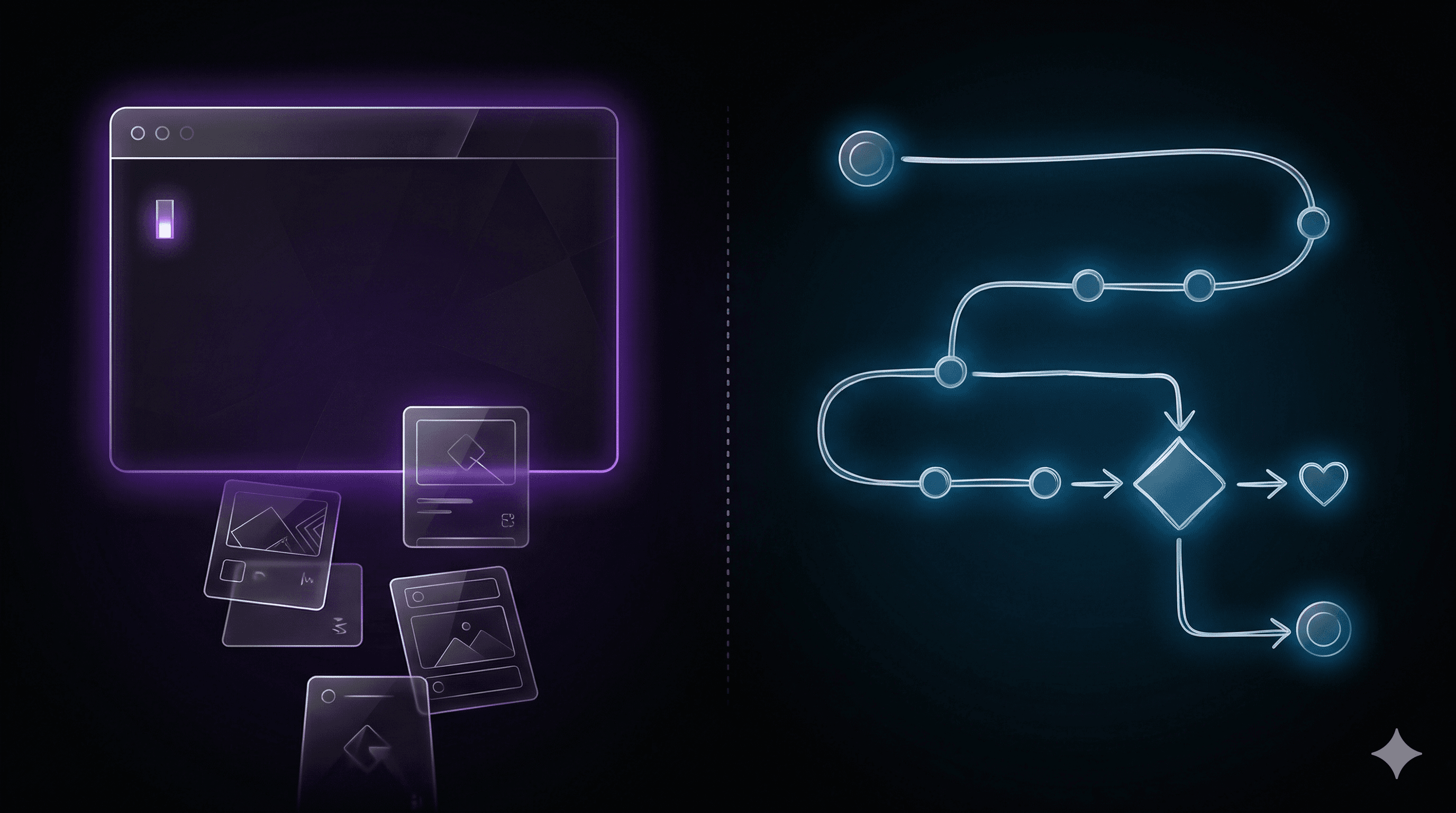 a designer reviewing user research next to an AI-generated interface