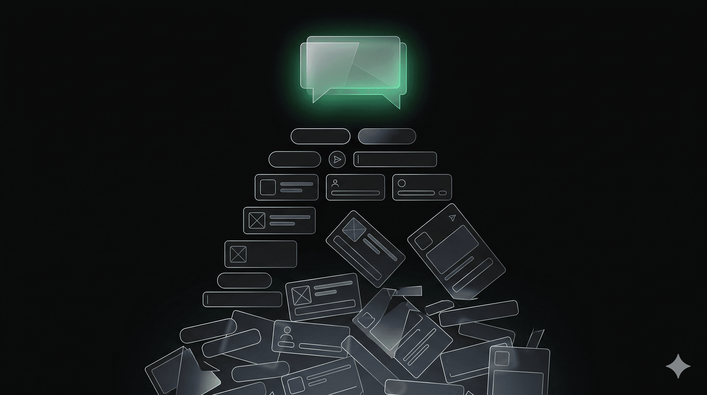 a screen showing an AI chat prompt generating a UI